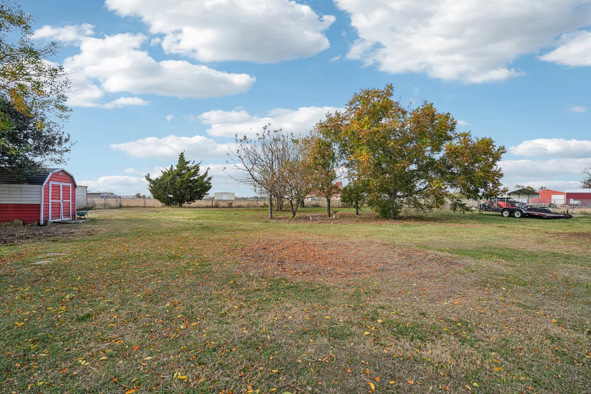 Back half of the 1 acer property. Backs up to two other large properties for a constant open view! 2 Pecan trees and a Fig tree