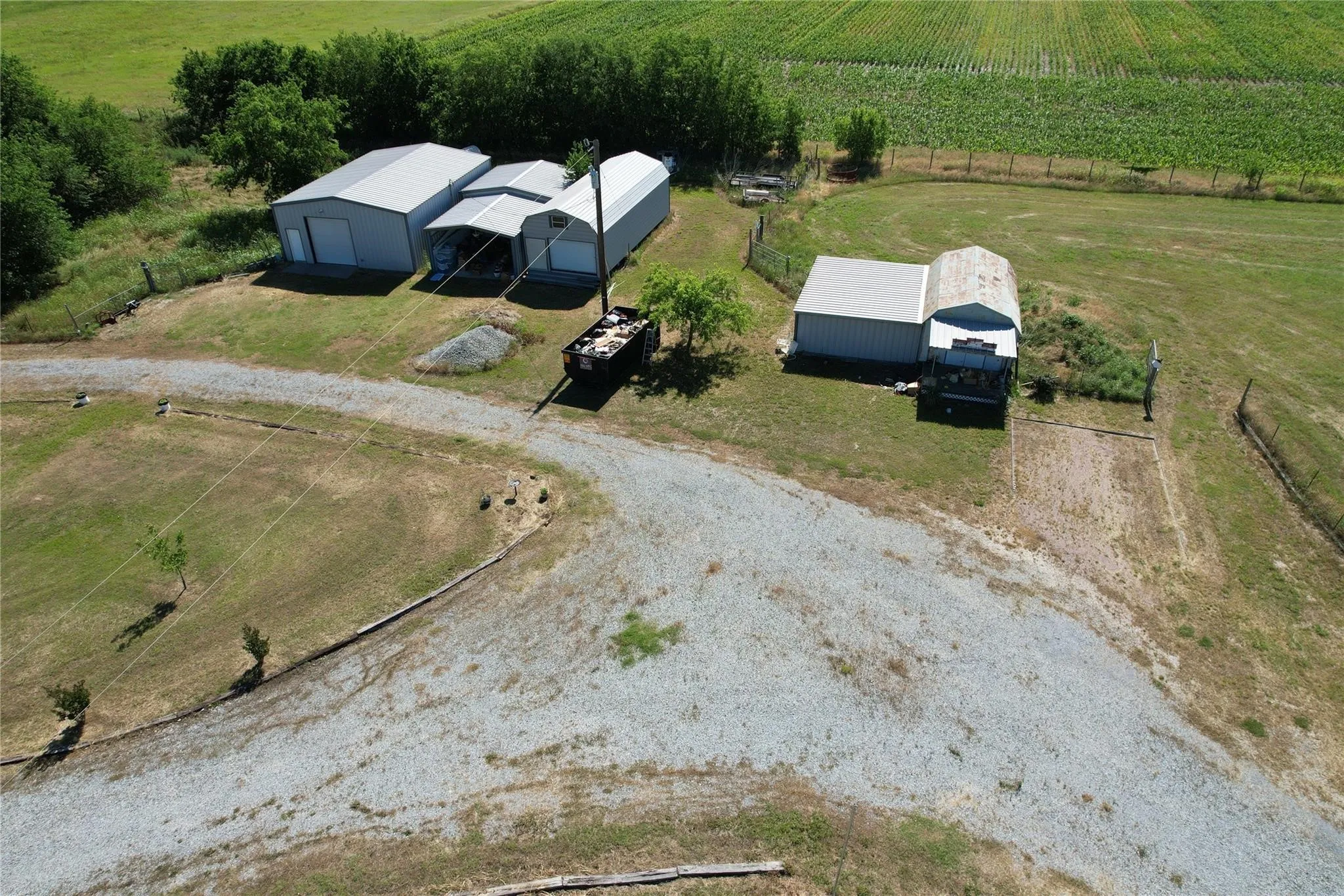 Aerial view of sparsely populated area featuring extensive farmland