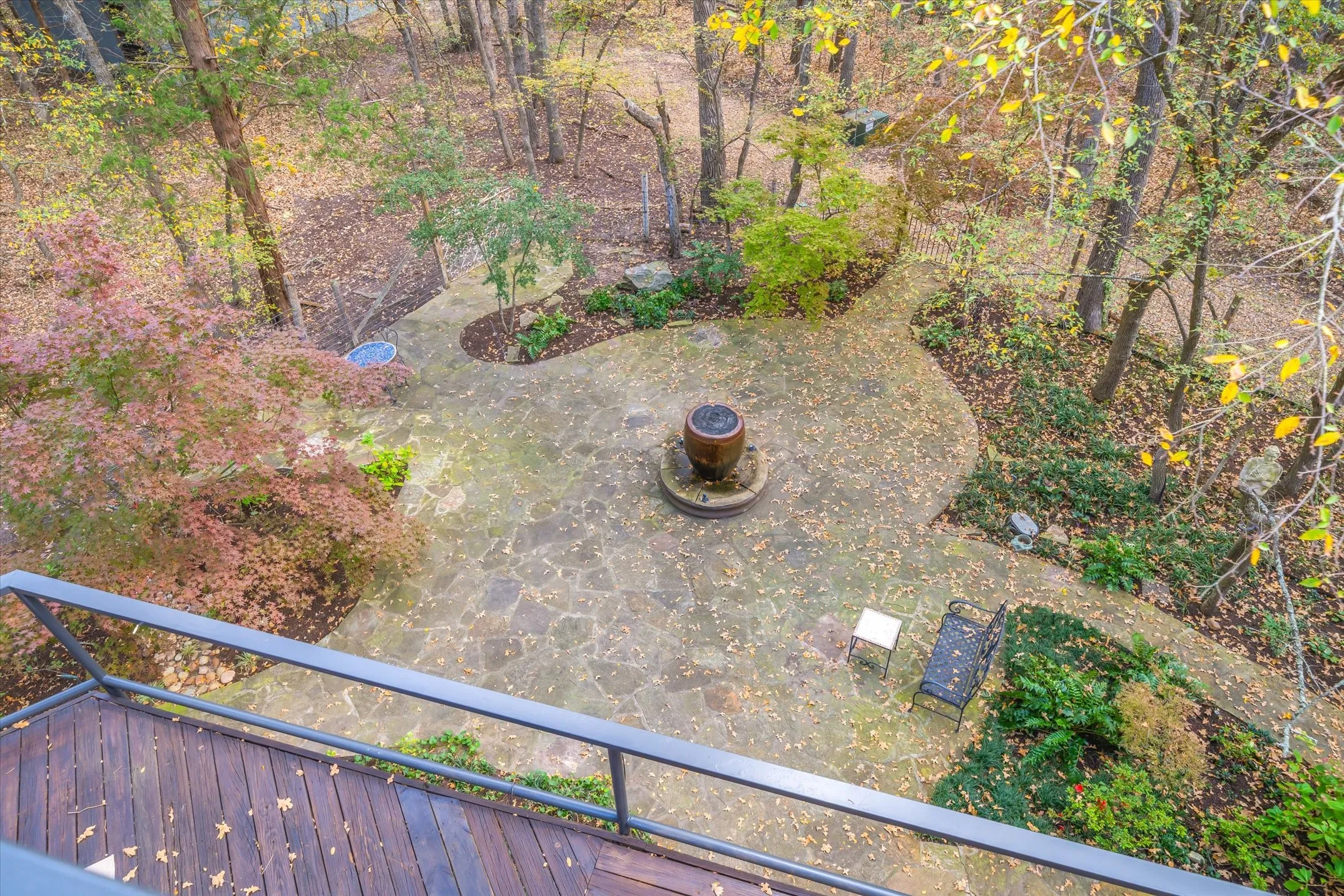 View of the flagstone patio from the Loft