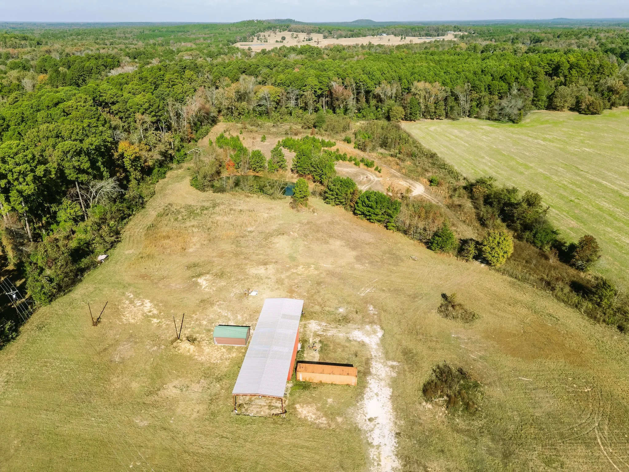 Aerial view of sparsely populated area