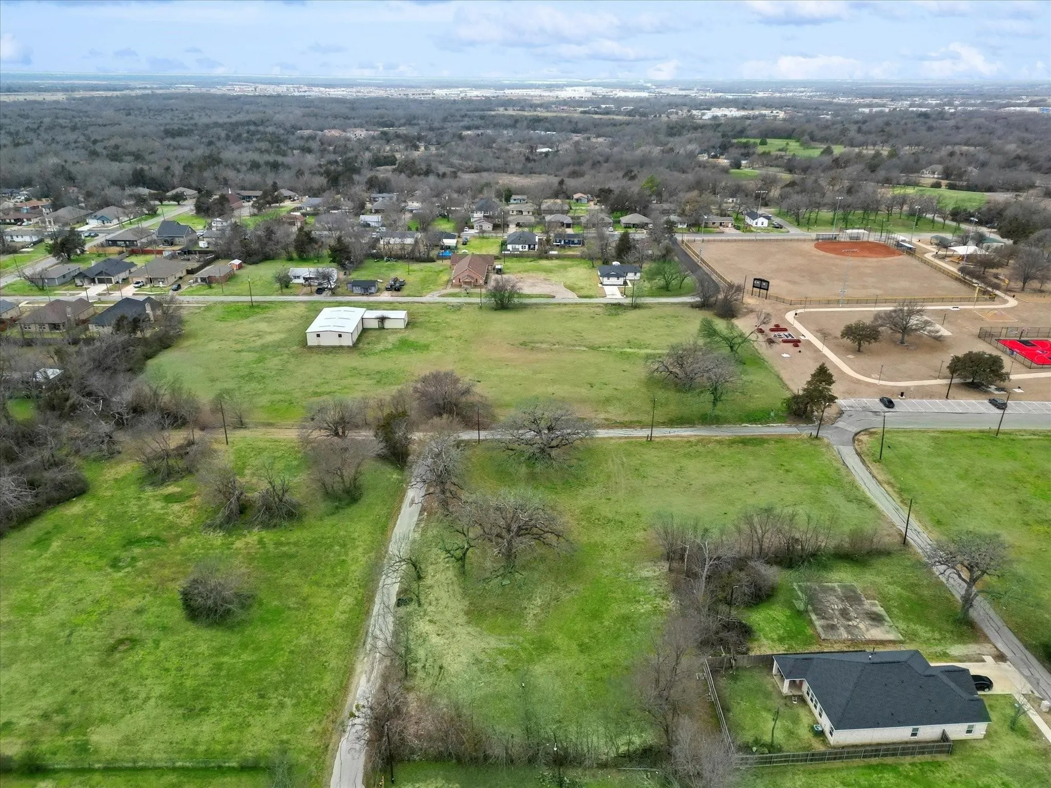 Aerial perspective of suburban area