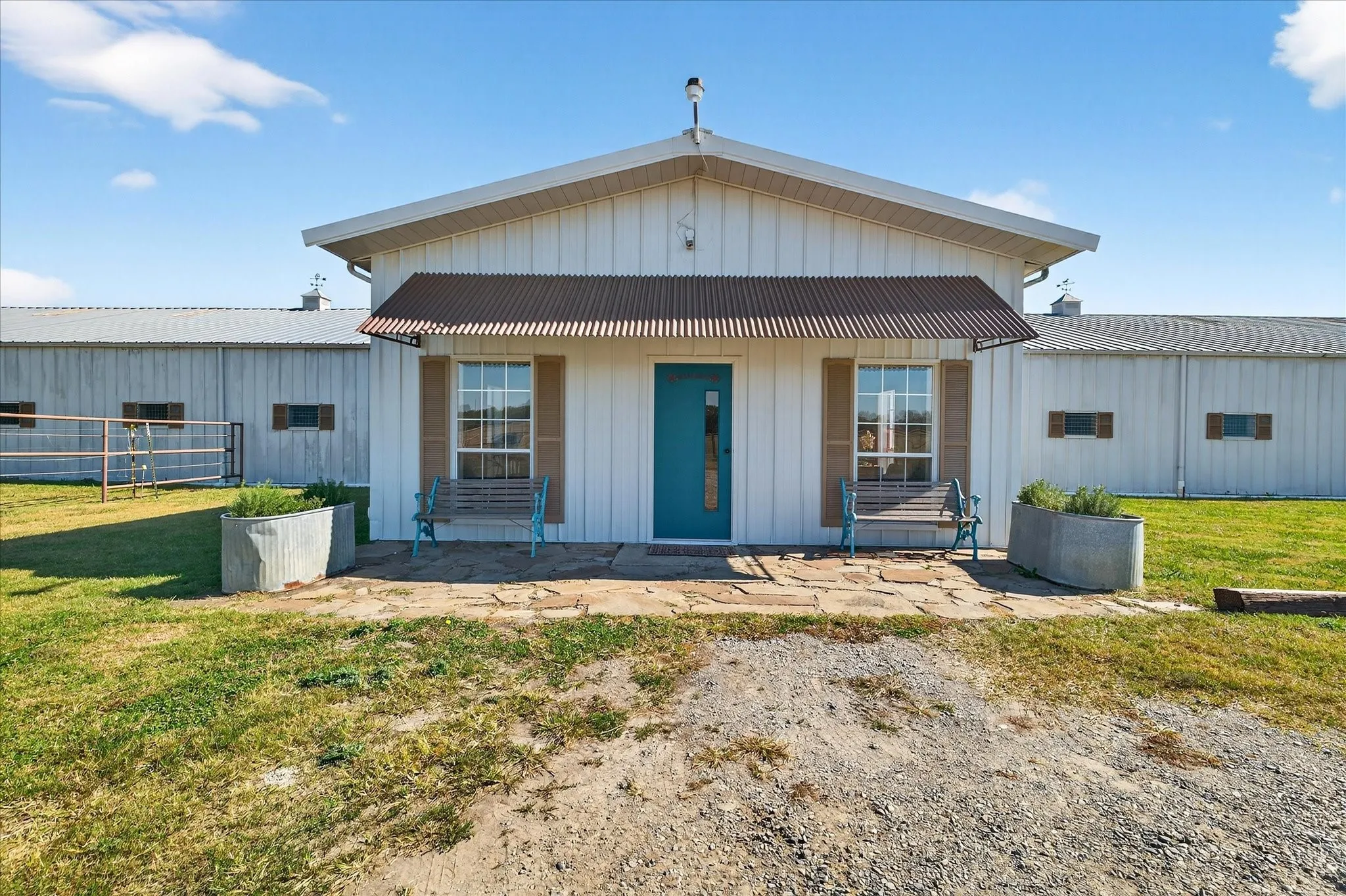 Main entry to barn which includes the lounge area with a kitchenette