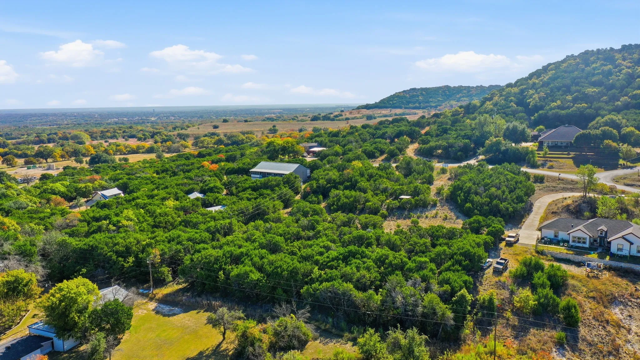 Bird's eye view of a heavily wooded area