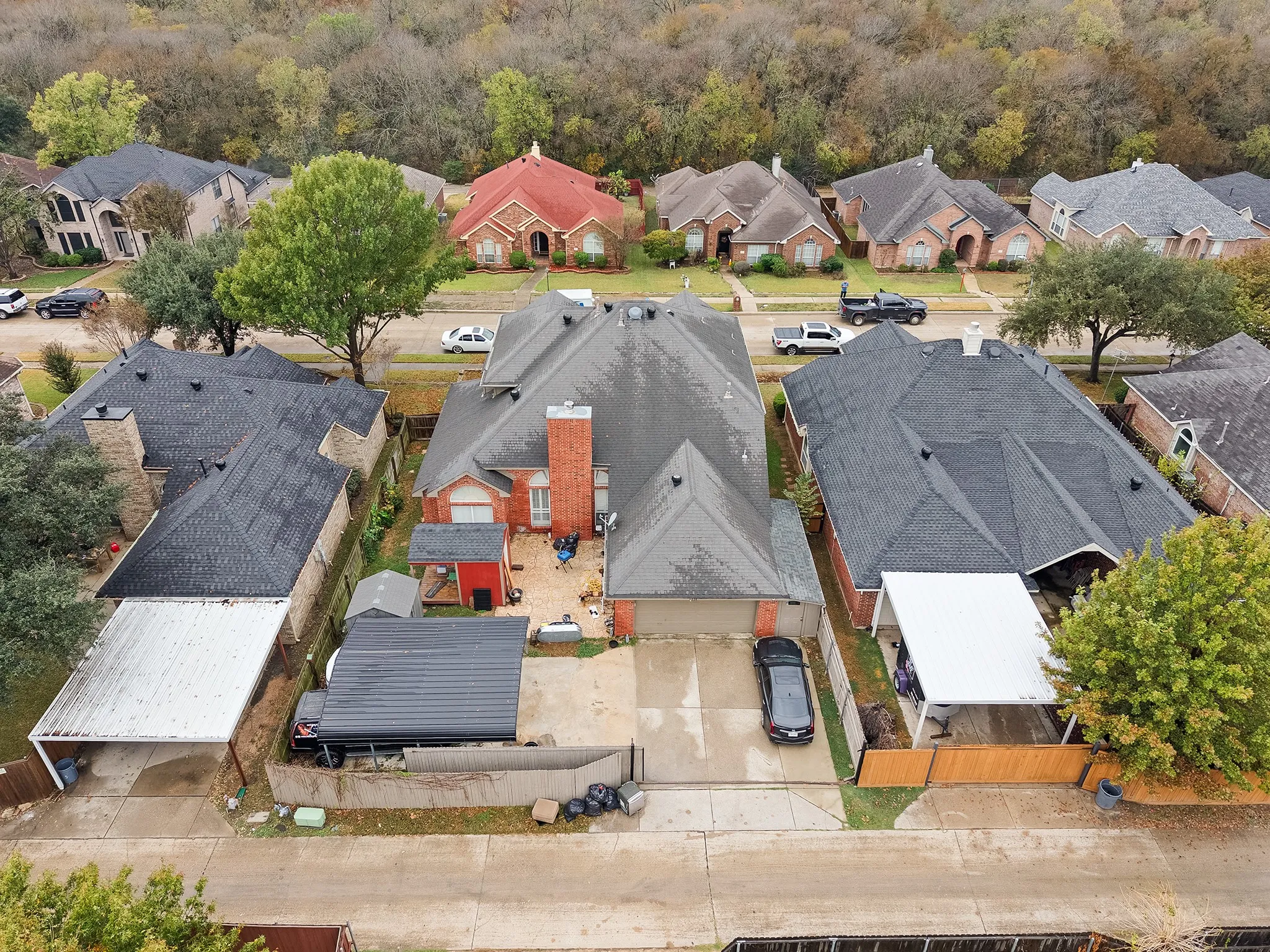 Aerial perspective of suburban area