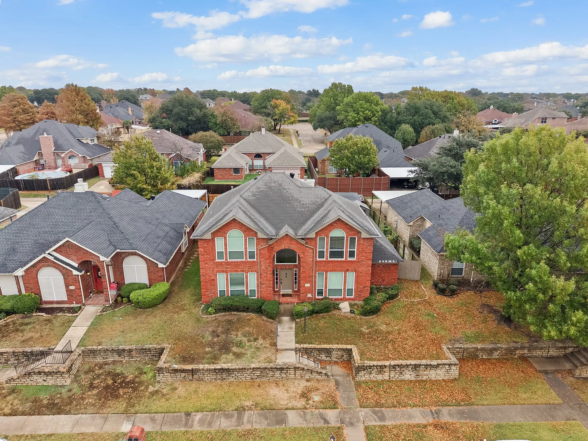 Aerial view of residential area