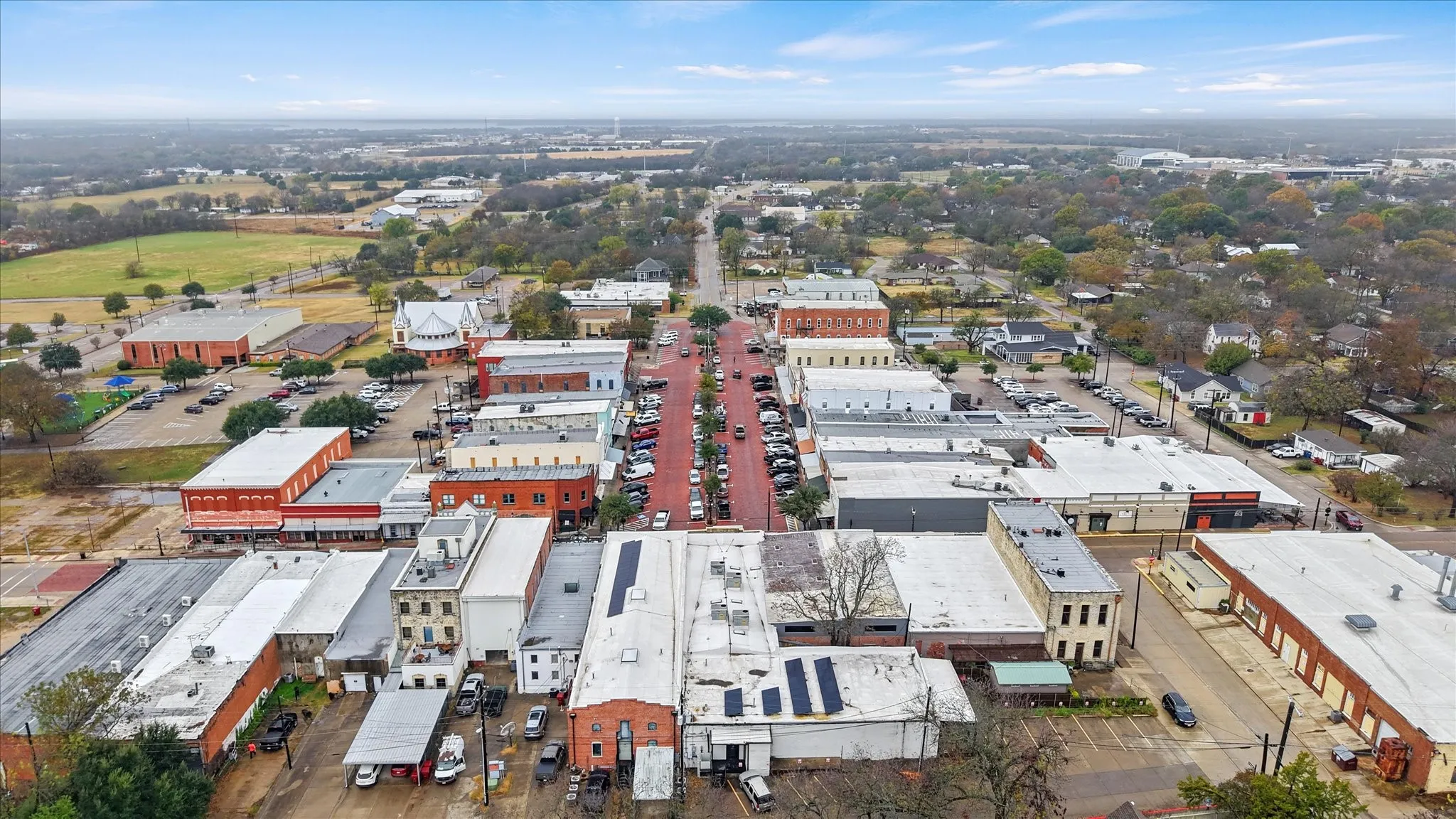 Aerial view of the downtown historical district.