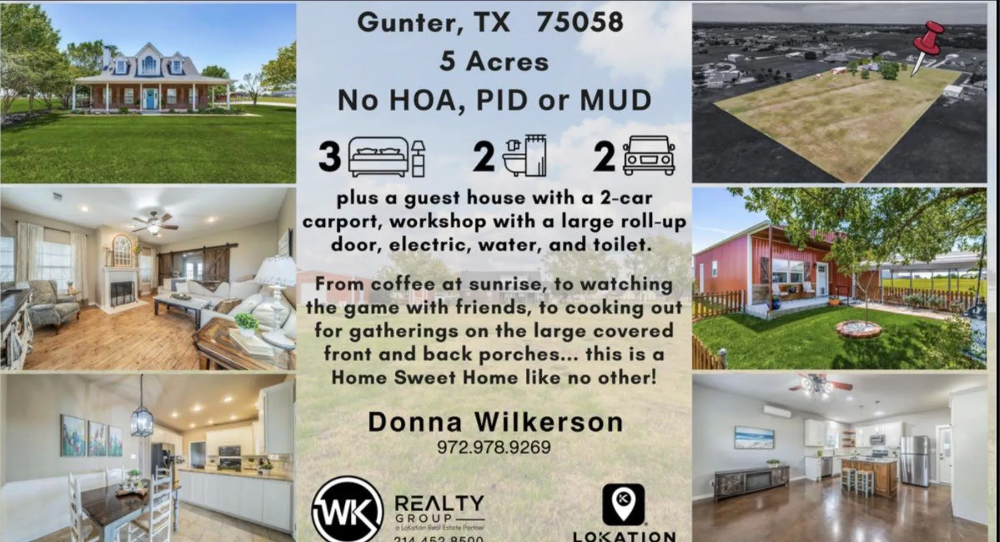 Single Family Residence For Sale in Grayson County , 1992 Bledsoe Road, Gunter, Texas 75058, 3 Bedroom, 3 Bathroom, 2 Garage spaces, 2,160 Sqft, built in 1996, mls#21118891, Real Estate Agent in Gunter, Homes For Sale in Grayson county, Homes For Sale in Gunter, Realtor in Gunter Texas, Real Estate Brokerage Independent Realty Texas, Luminita Cordes Realtor