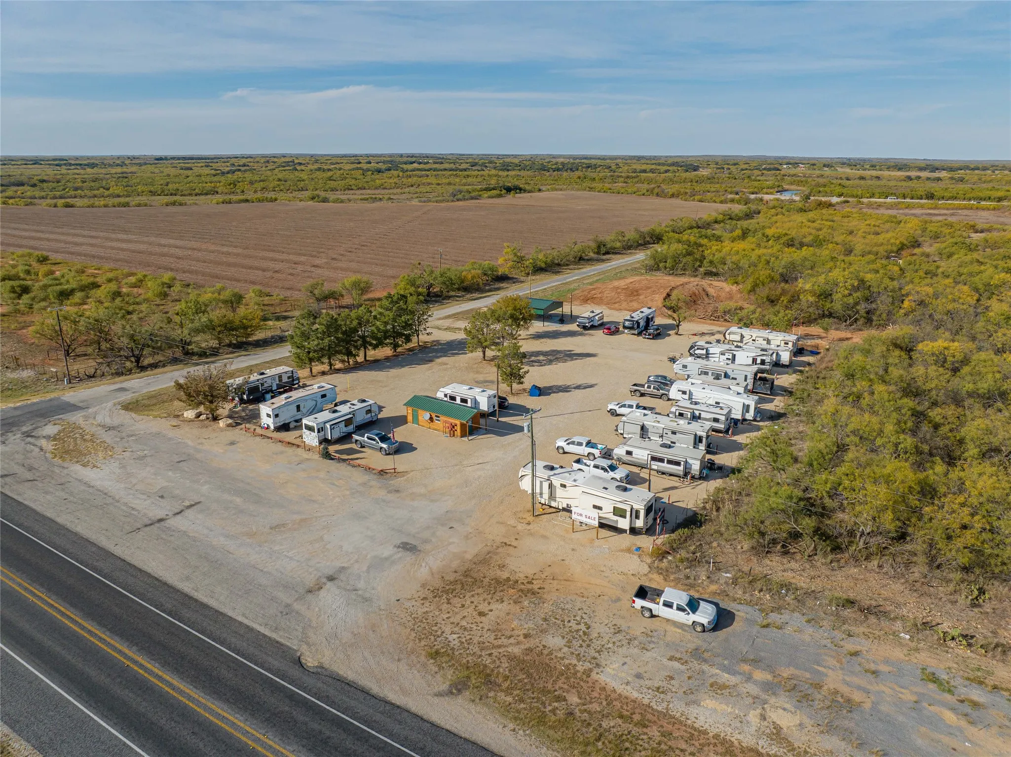 Aerial view of 18 RV spots
