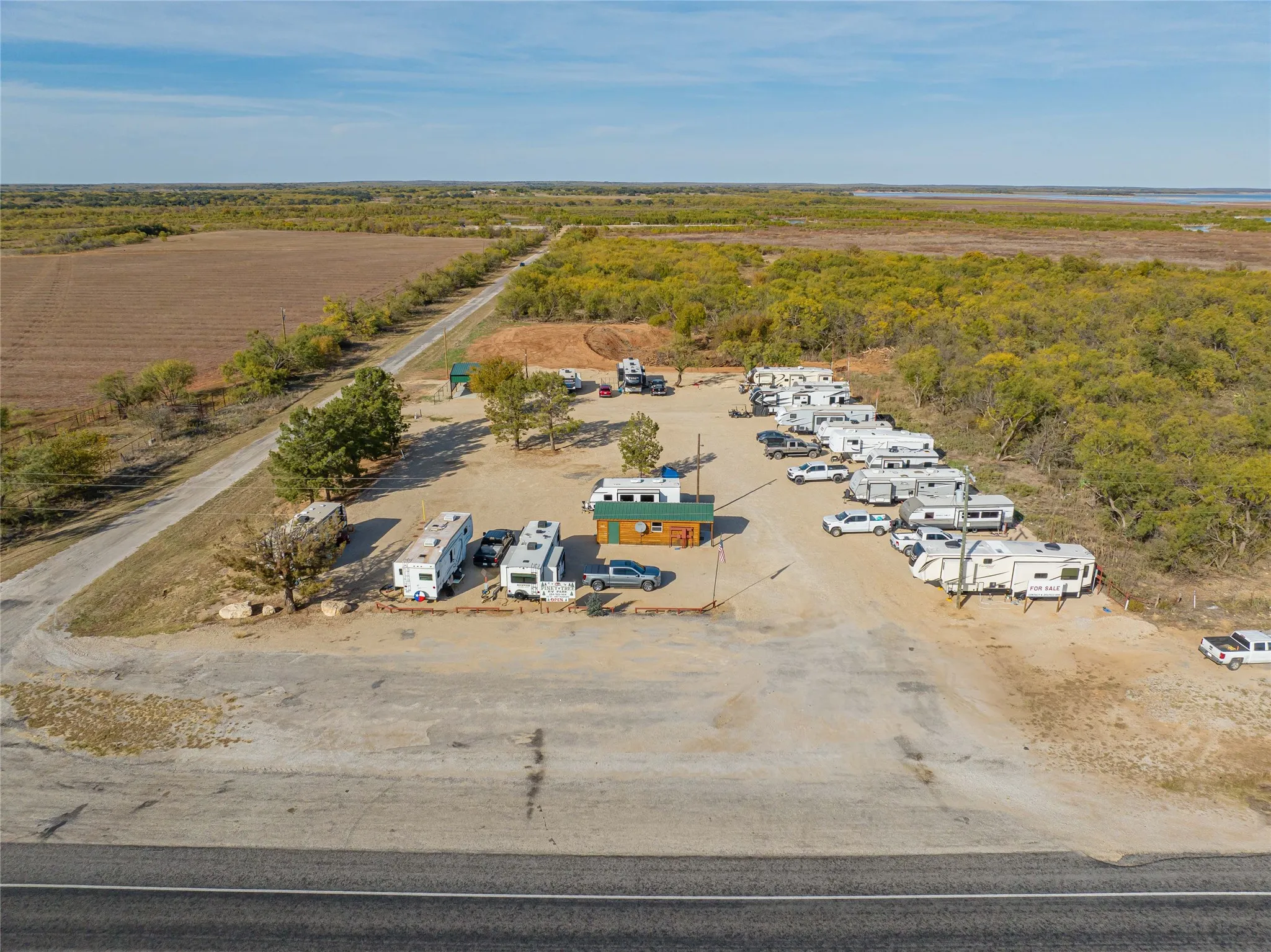 Aerial view of sparsely populated area