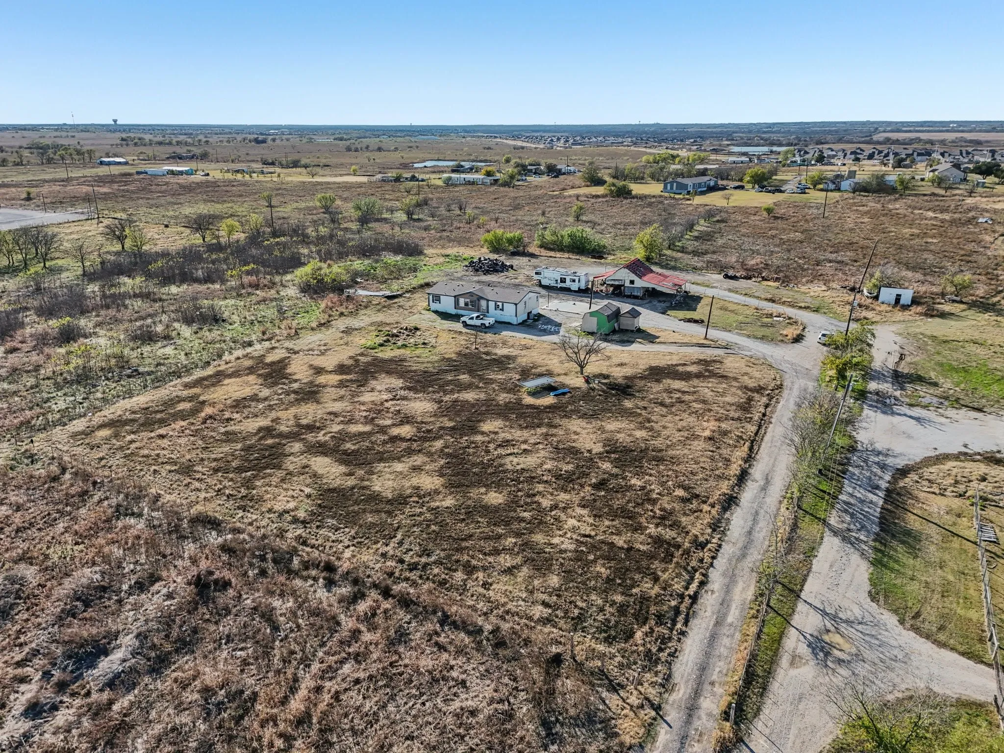 Aerial view of sparsely populated area
