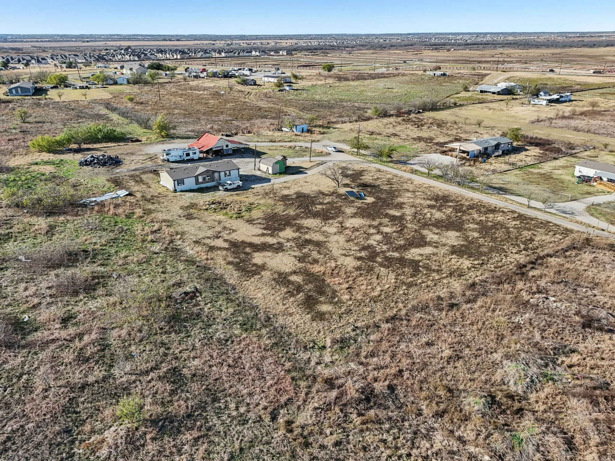Aerial view of sparsely populated area
