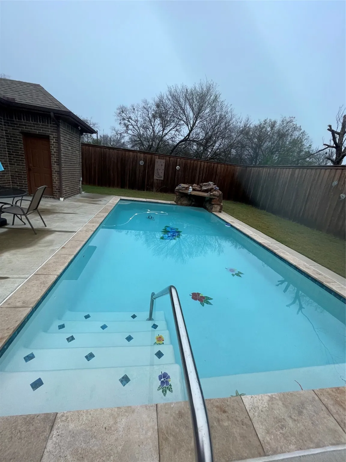 View of pool with a fenced backyard and a patio