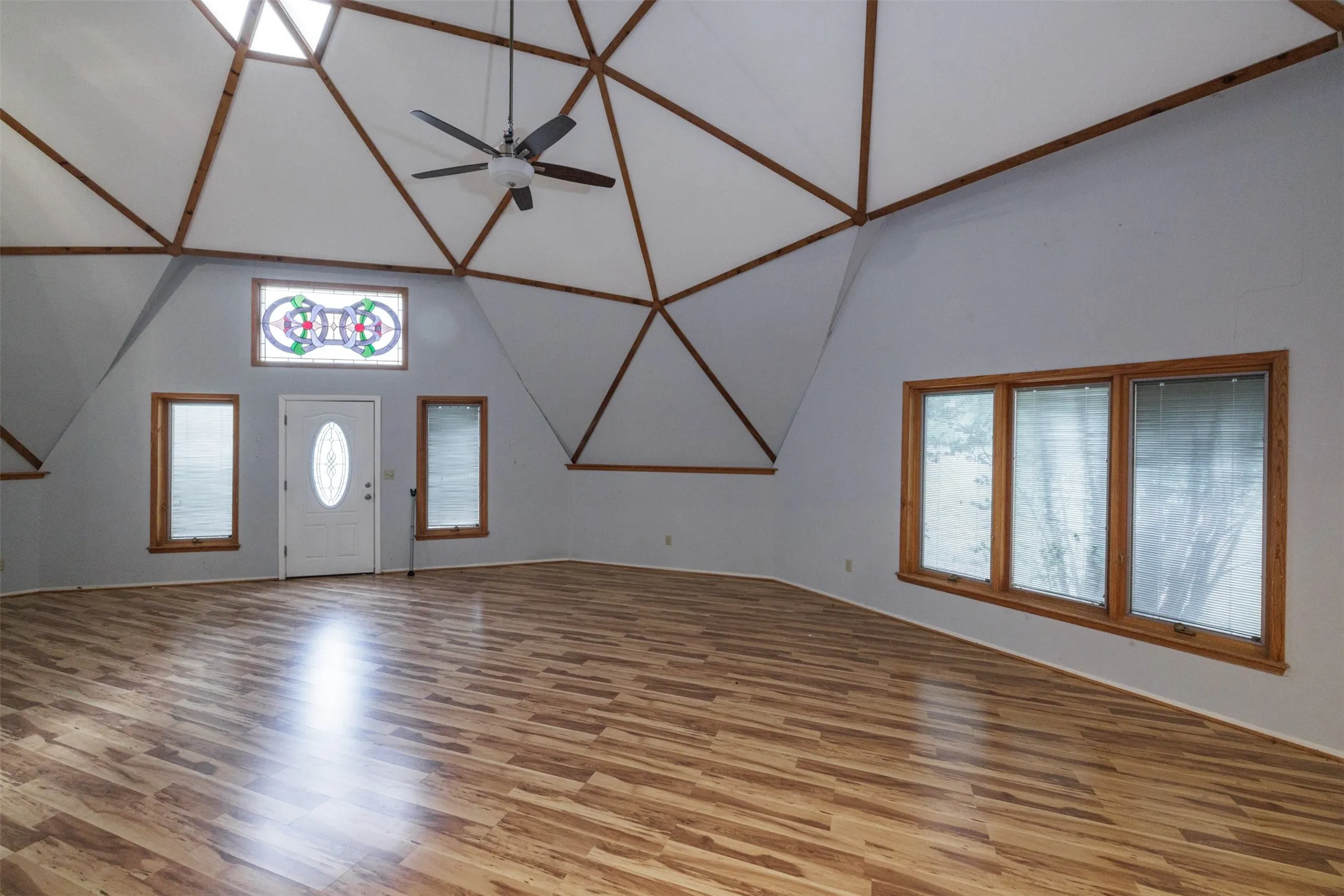 Front door and living room view