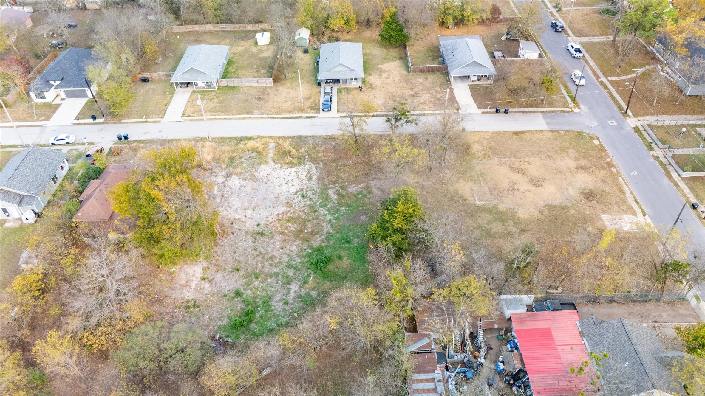 Aerial perspective of suburban area