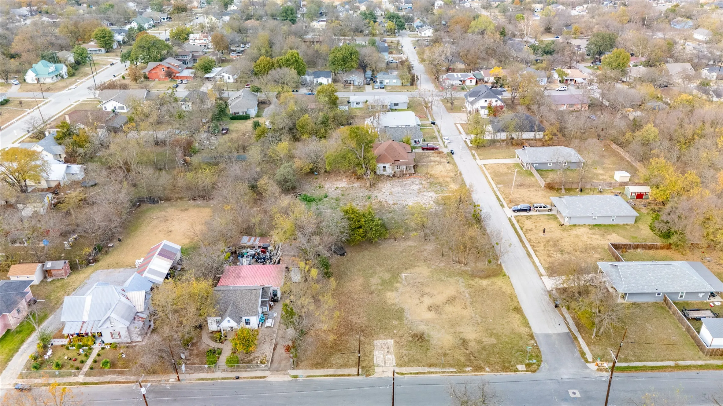Aerial perspective of suburban area