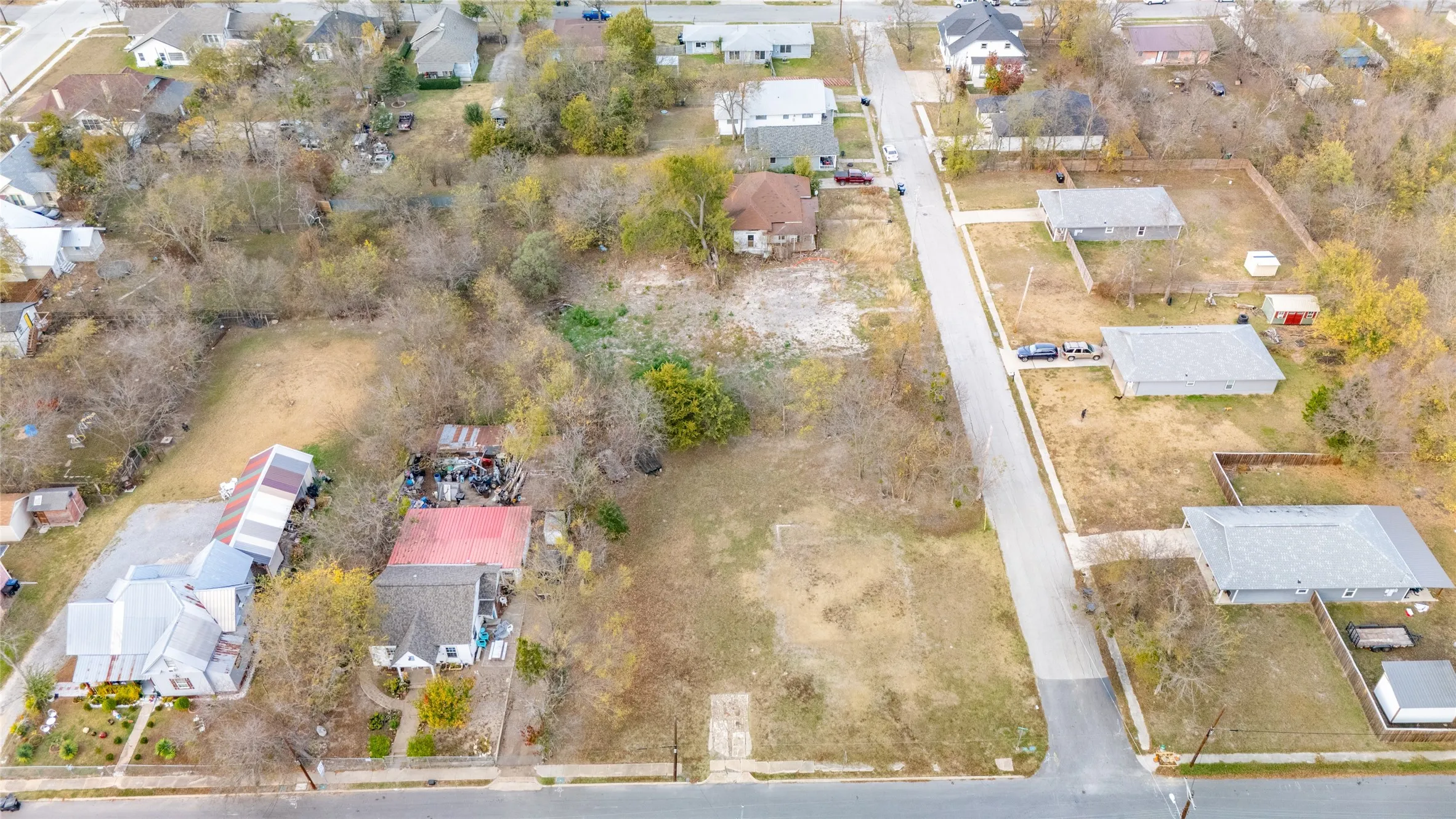 Aerial perspective of suburban area