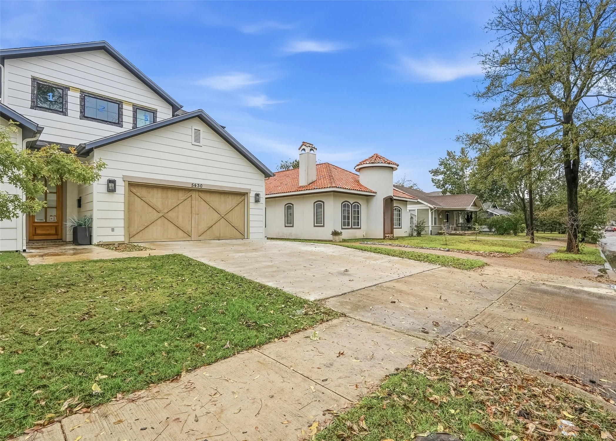 Beautiful view of custom homes on this block!