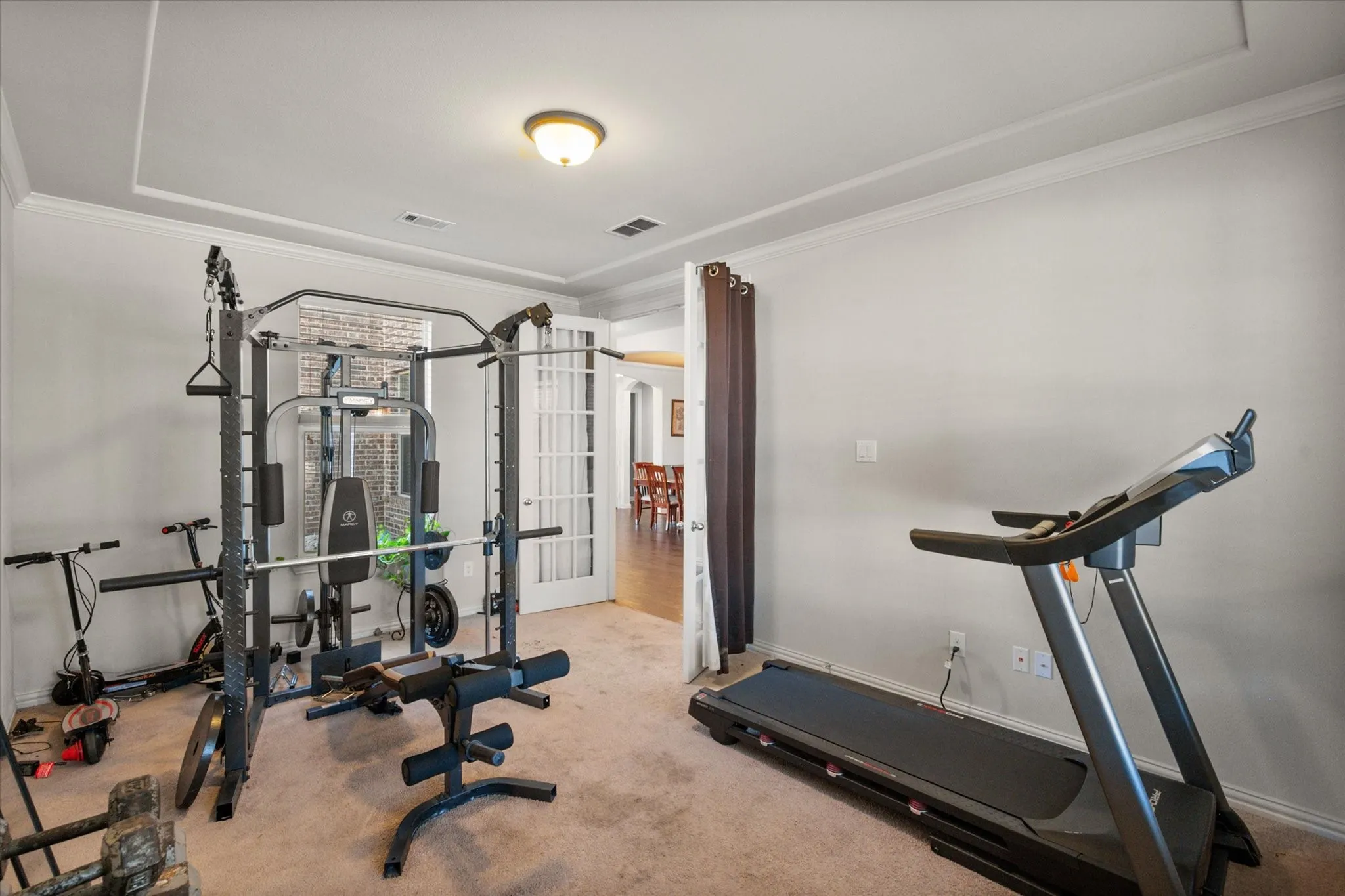 Office or workout room off the front of the home