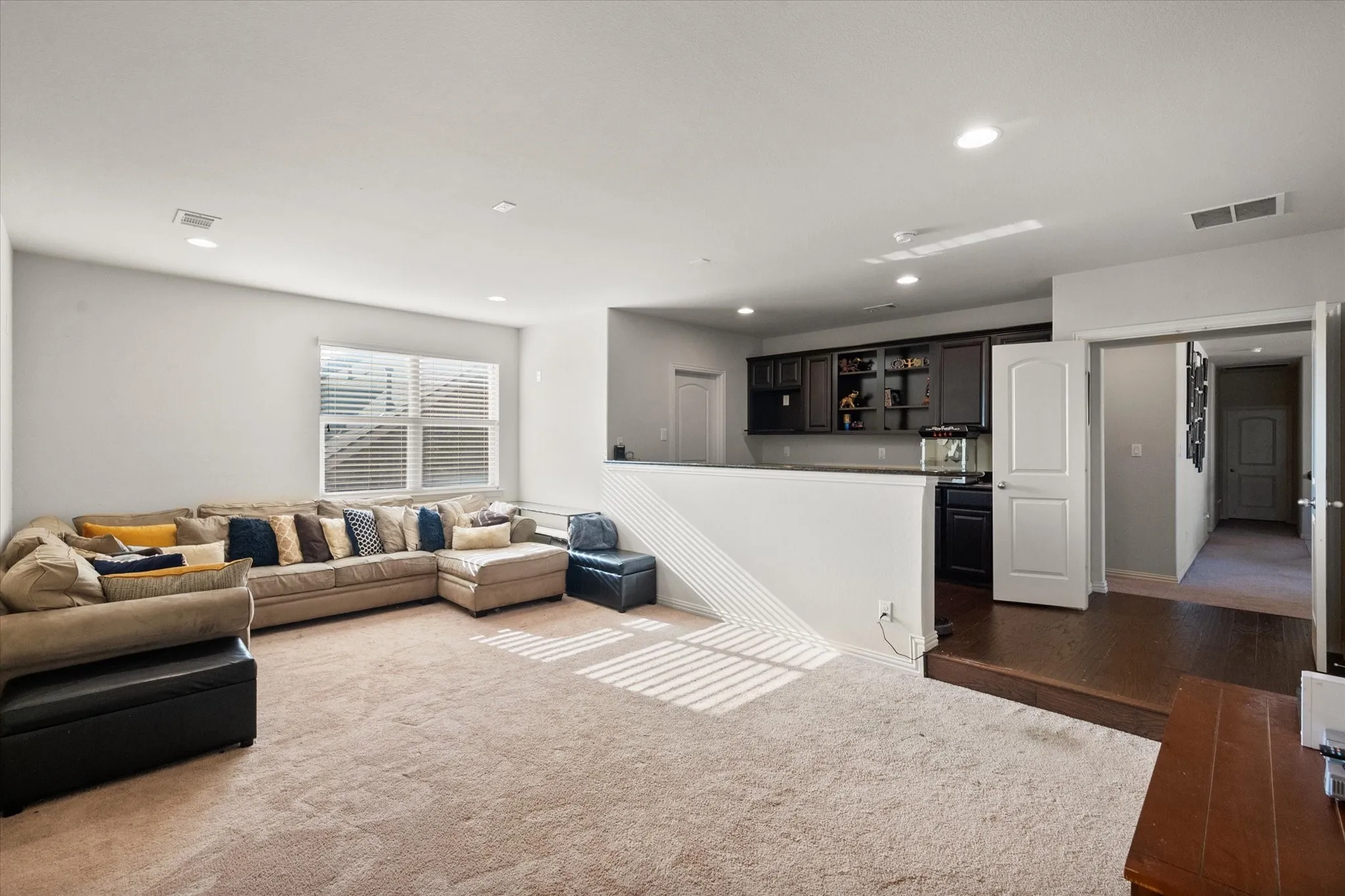 Large media room with wet bar