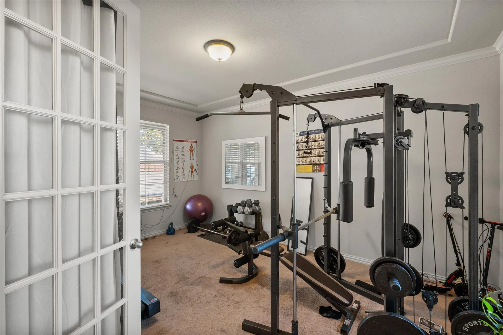 Office or workout room off the front of the home