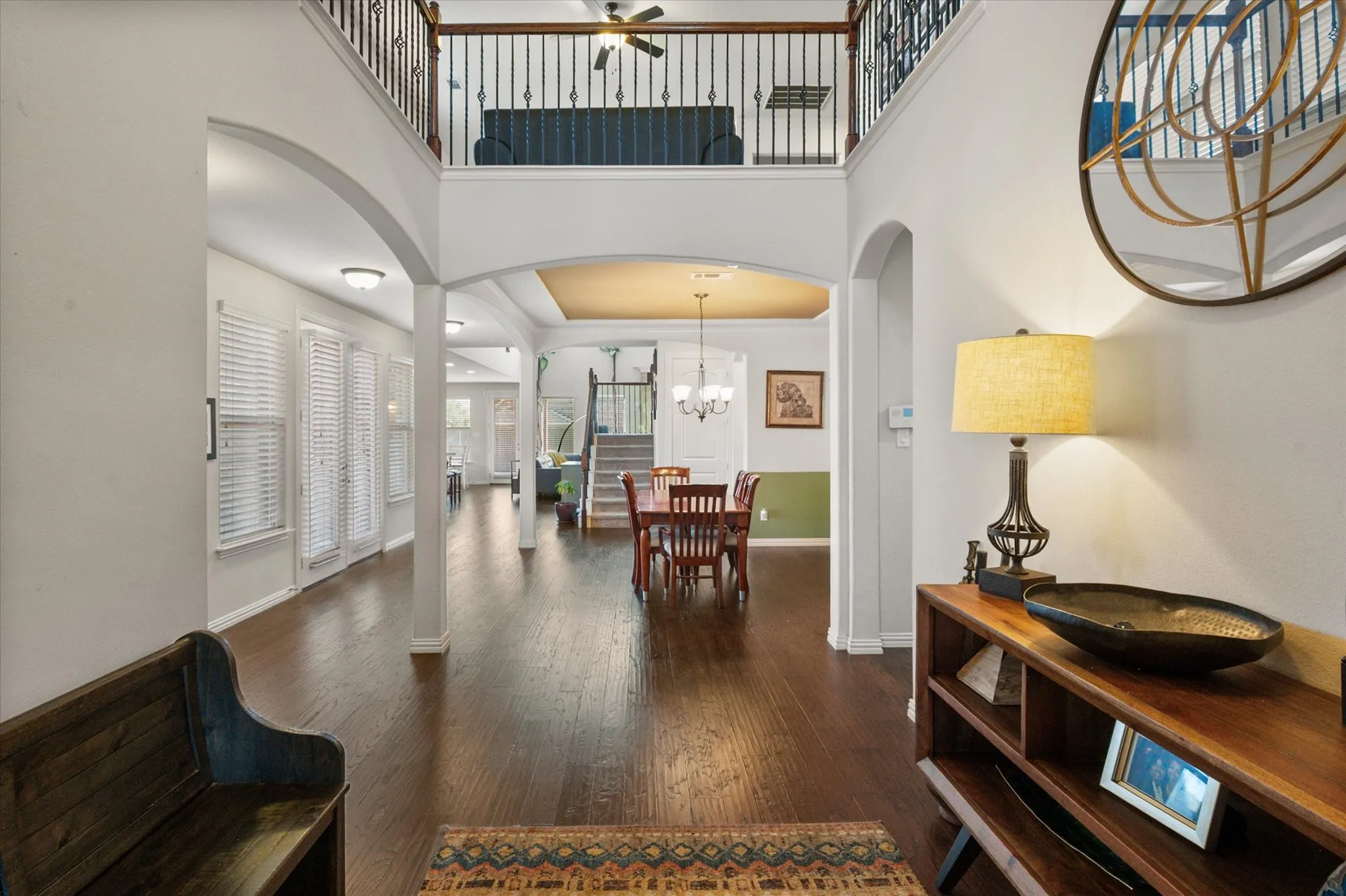 The stunning entry is open to both the upstairs and downstairs