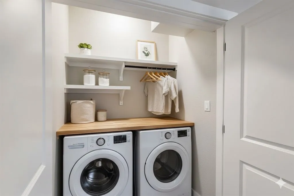 Washroom with independent washer and dryer