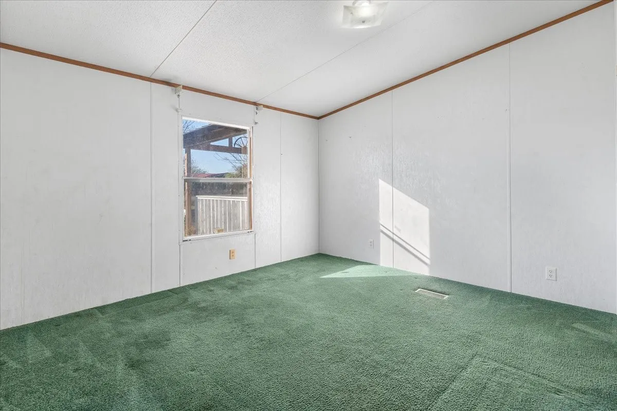 Spare room featuring carpet, a decorative wall, ornamental molding, and a textured ceiling