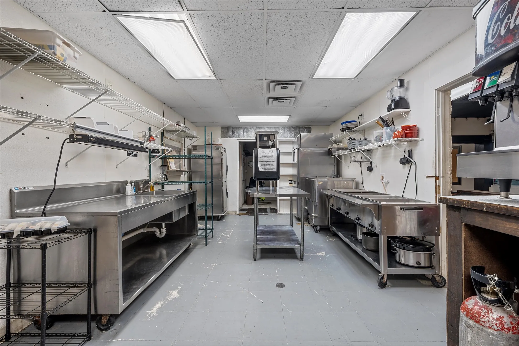 Kitchen with a paneled ceiling