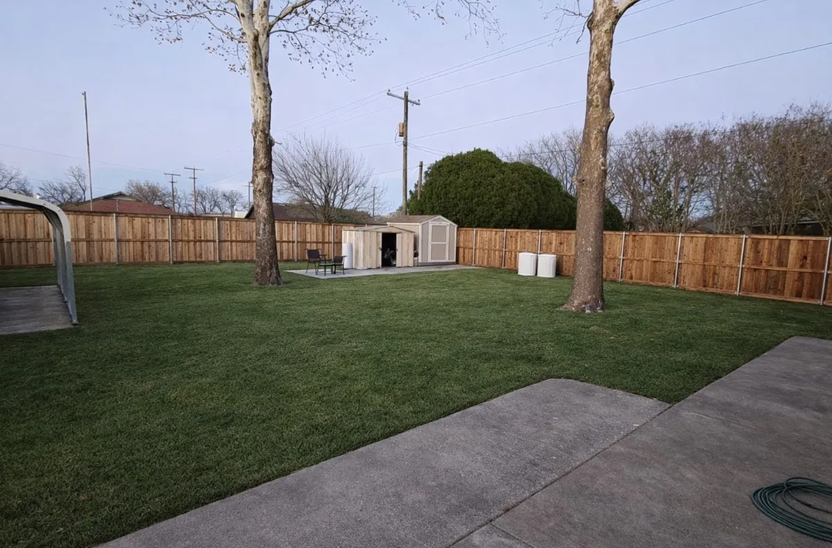 AI Generated to enhance features. Backyard featuring a patio and a storage unit
