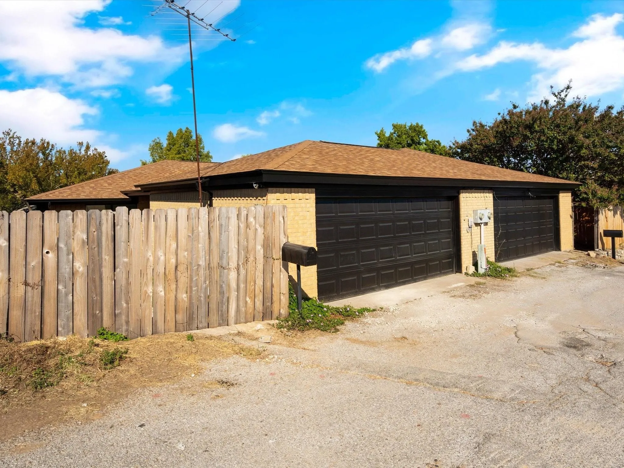 View of detached garage