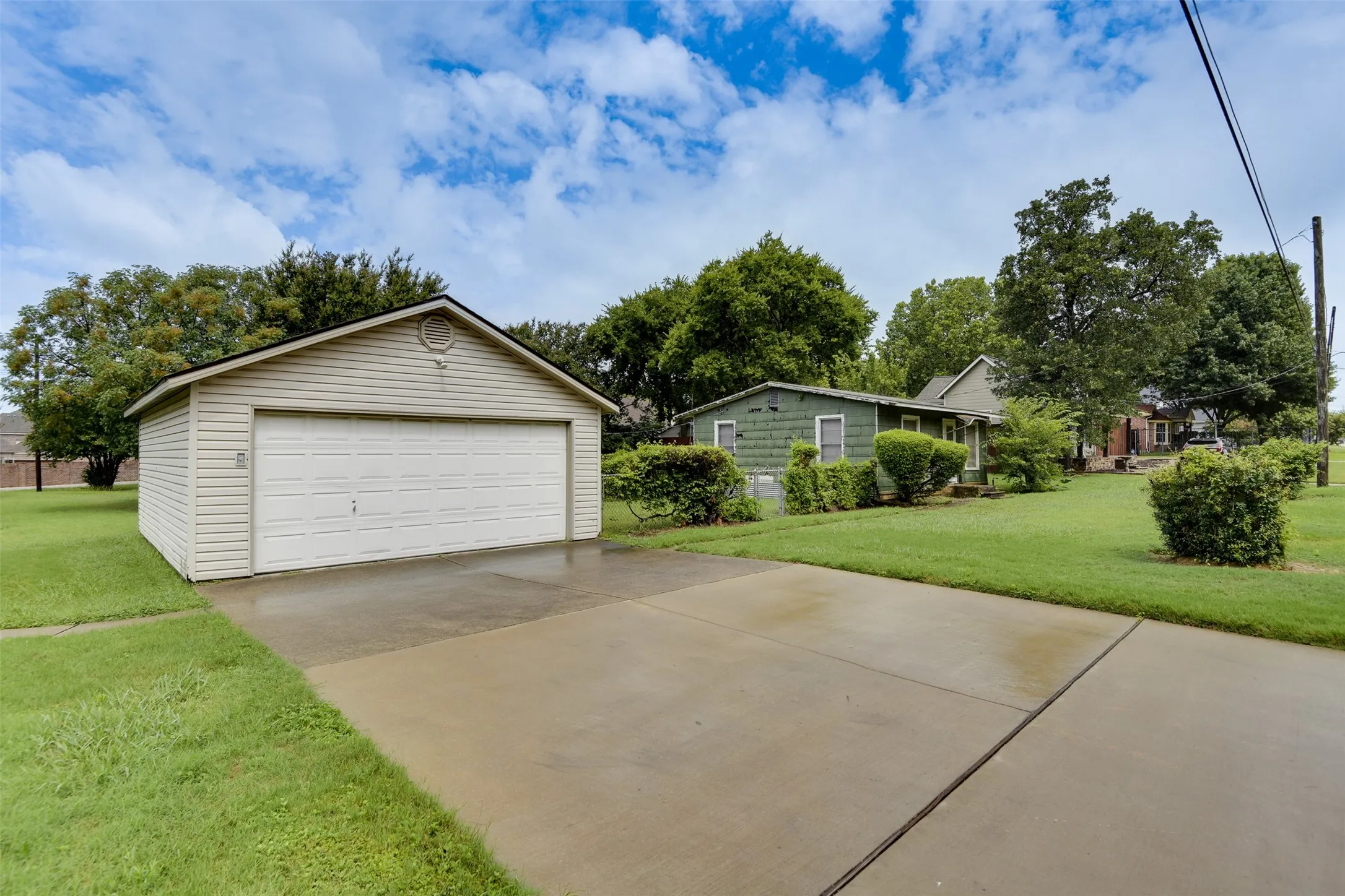 View of detached garage