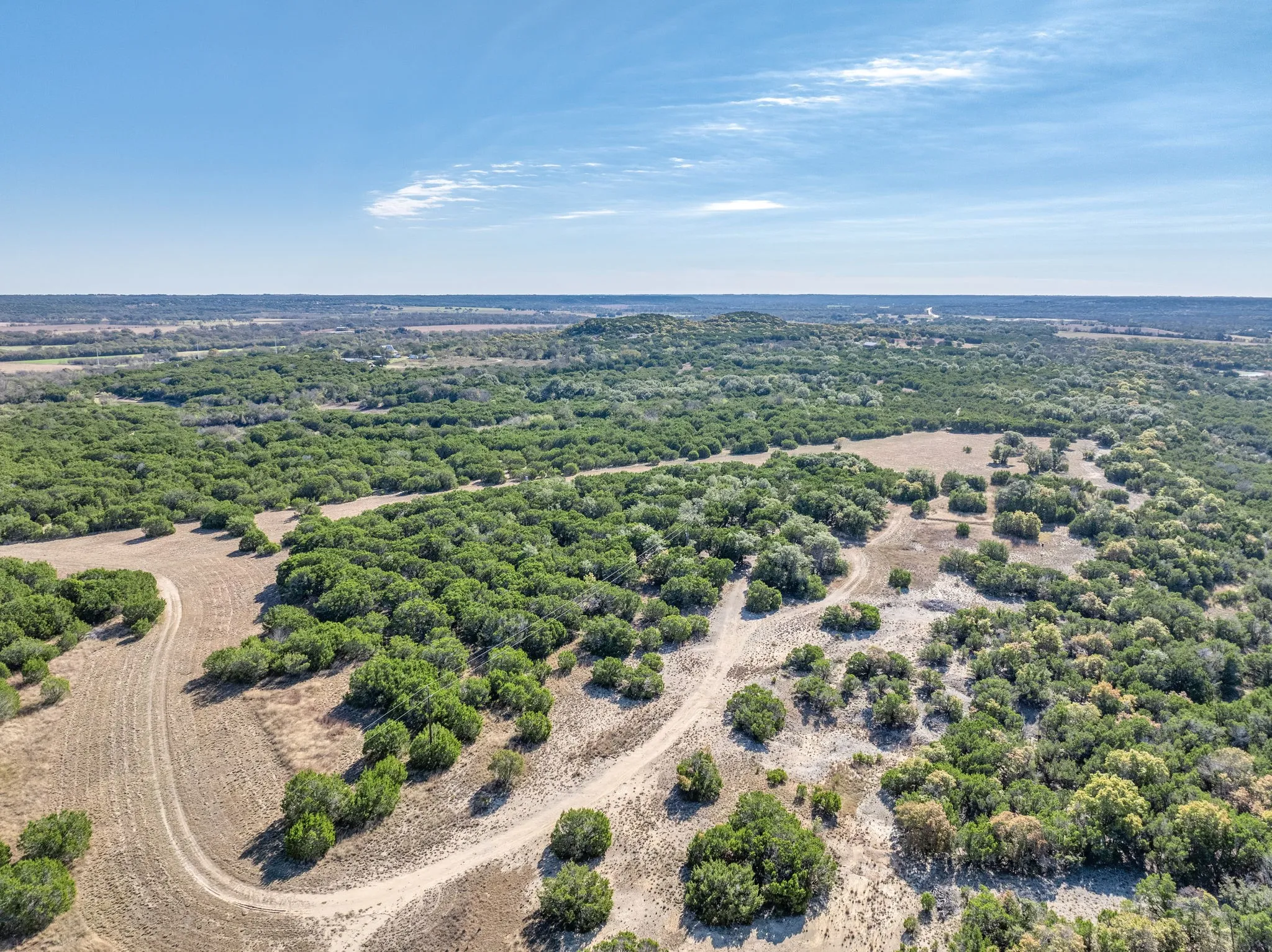 Aerial view of sparsely populated area
