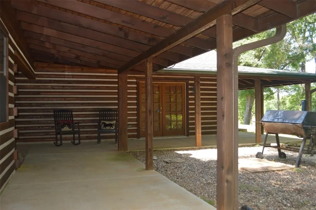 View of patio with area for grilling
