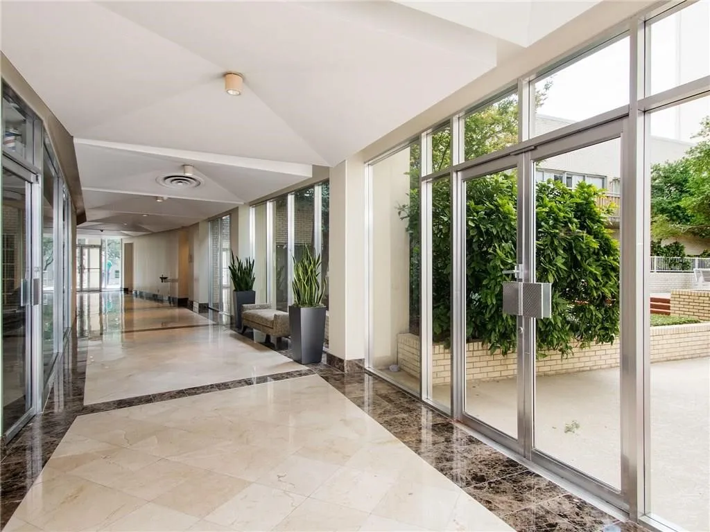 Lobby to pool and fire pit