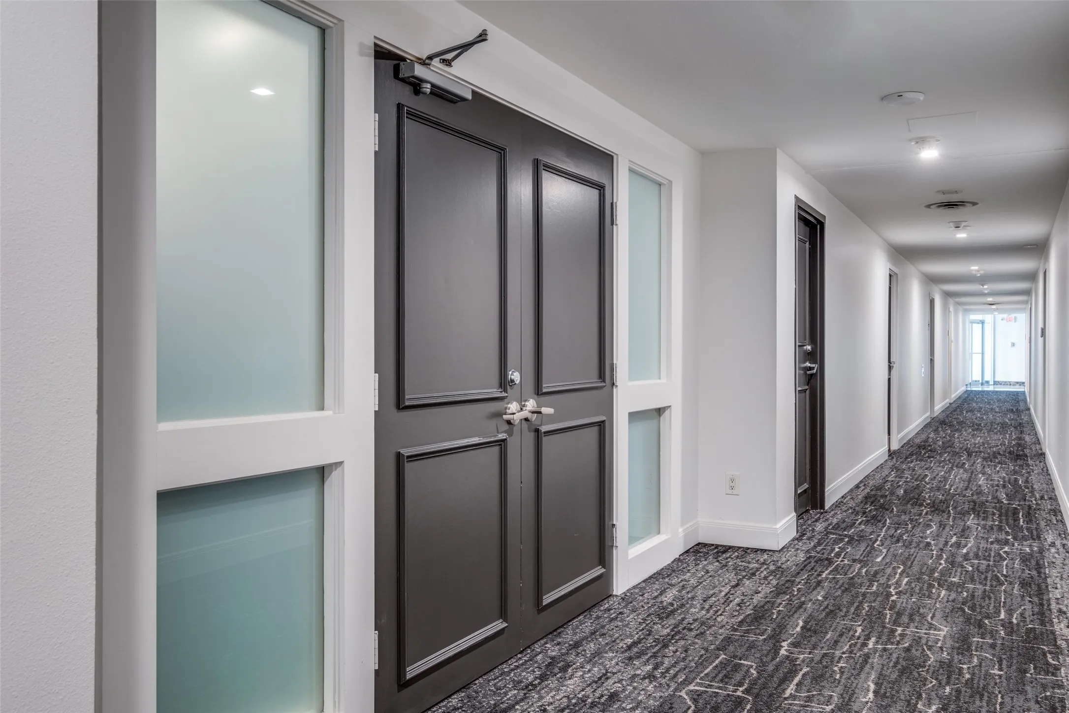 On-site management entrance, community room and library