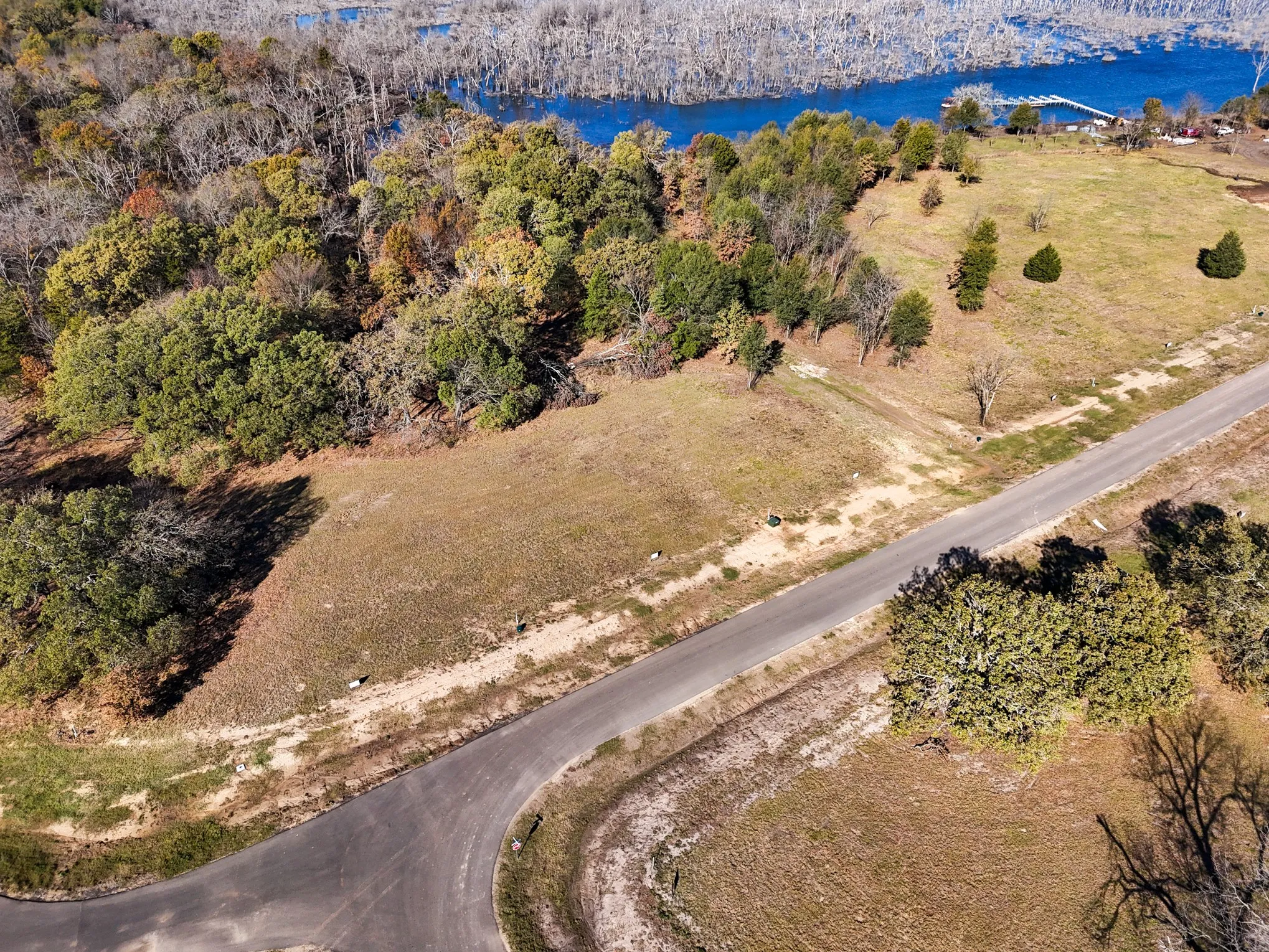 Aerial view of a large body of water