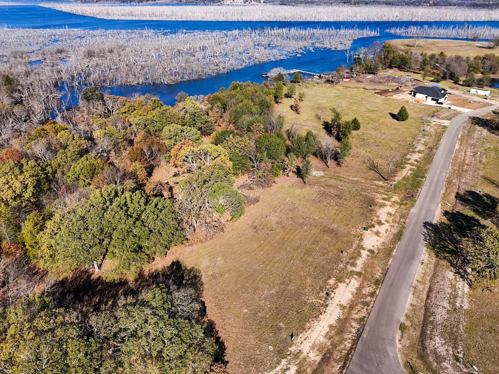 Bird's eye view of a nearby body of water
