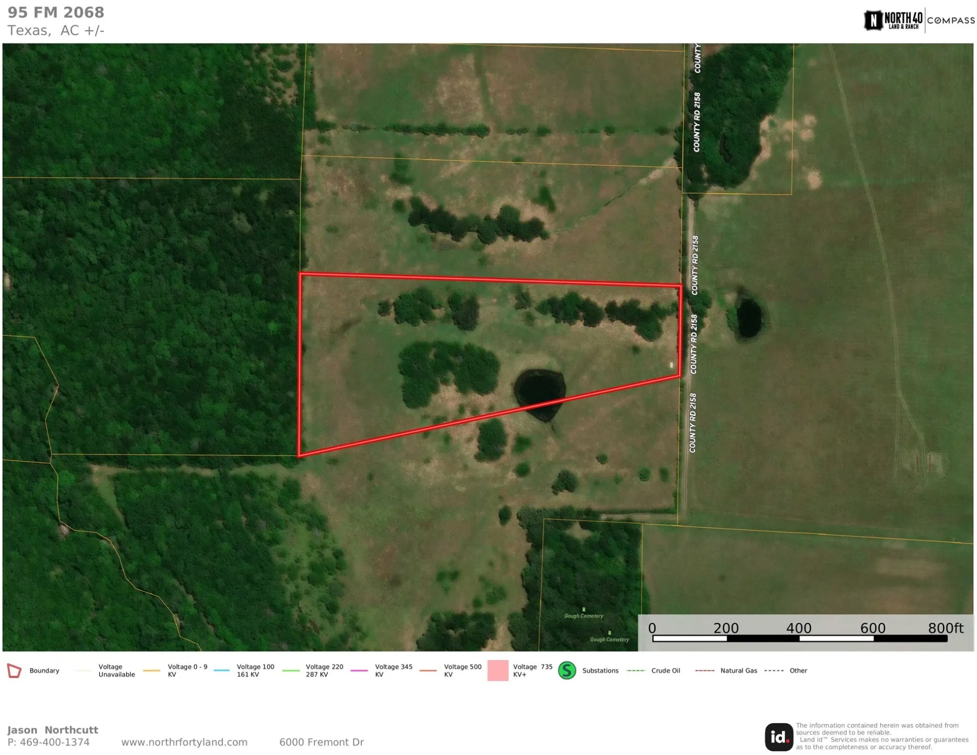 Aerial map of property and surrounding area featuring property parcel outlined