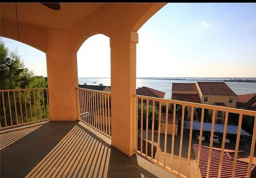 Balcony with a water view