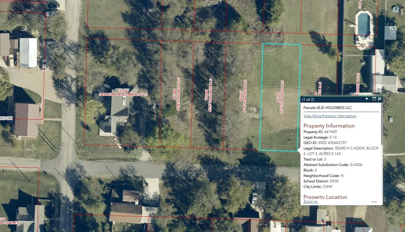 Map of property location with property boundaries highlighted