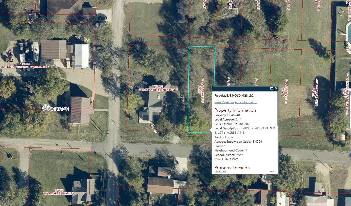 Map of property location with property boundaries highlighted