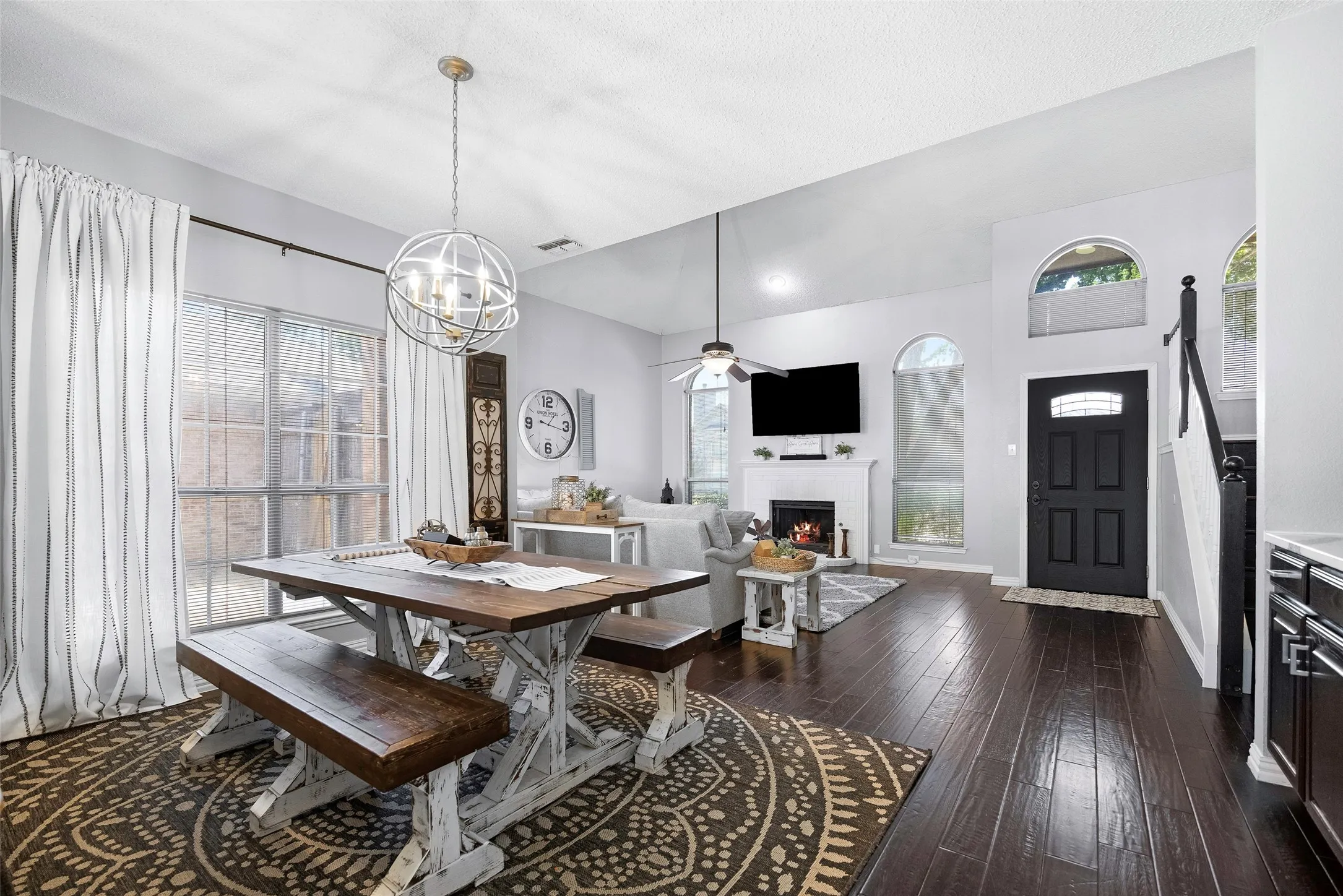 View from the dining area to the front door