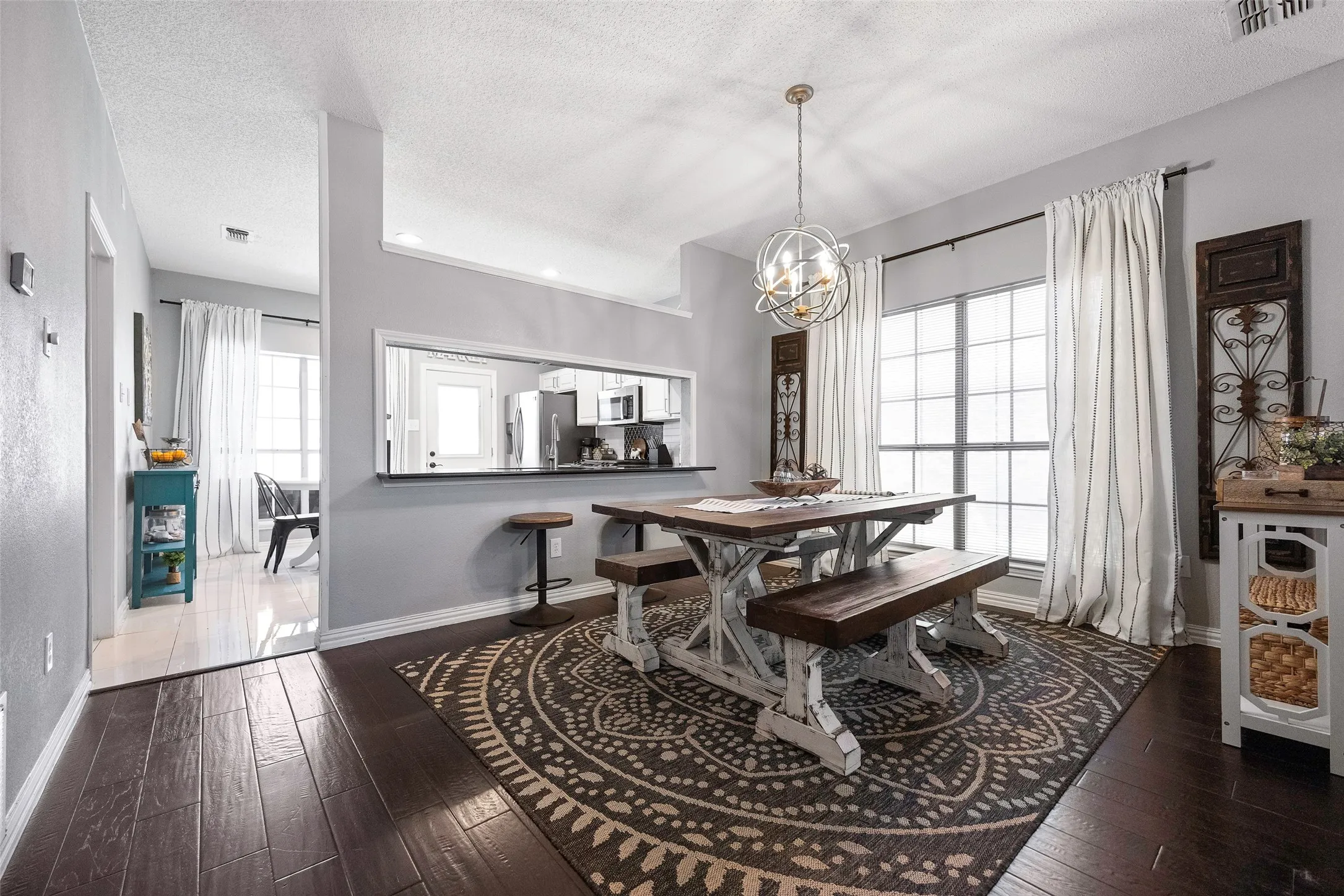 Dining area overlooks this spacious kitchen
