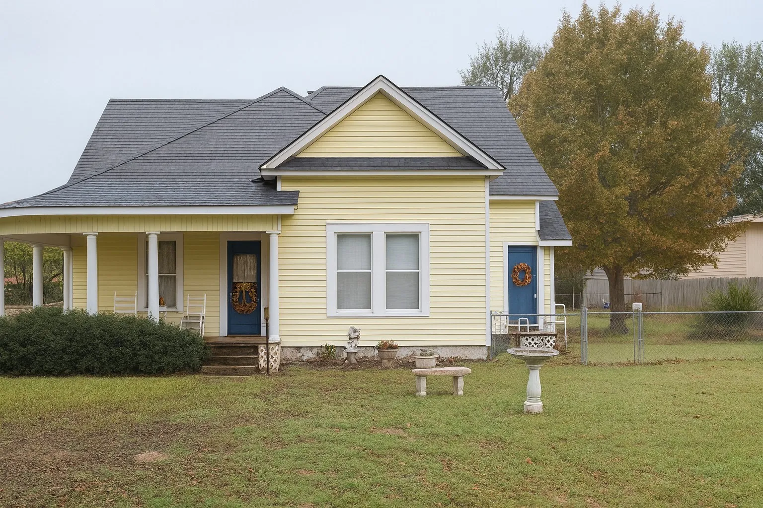 View of front facade with roof with shingles and a porch