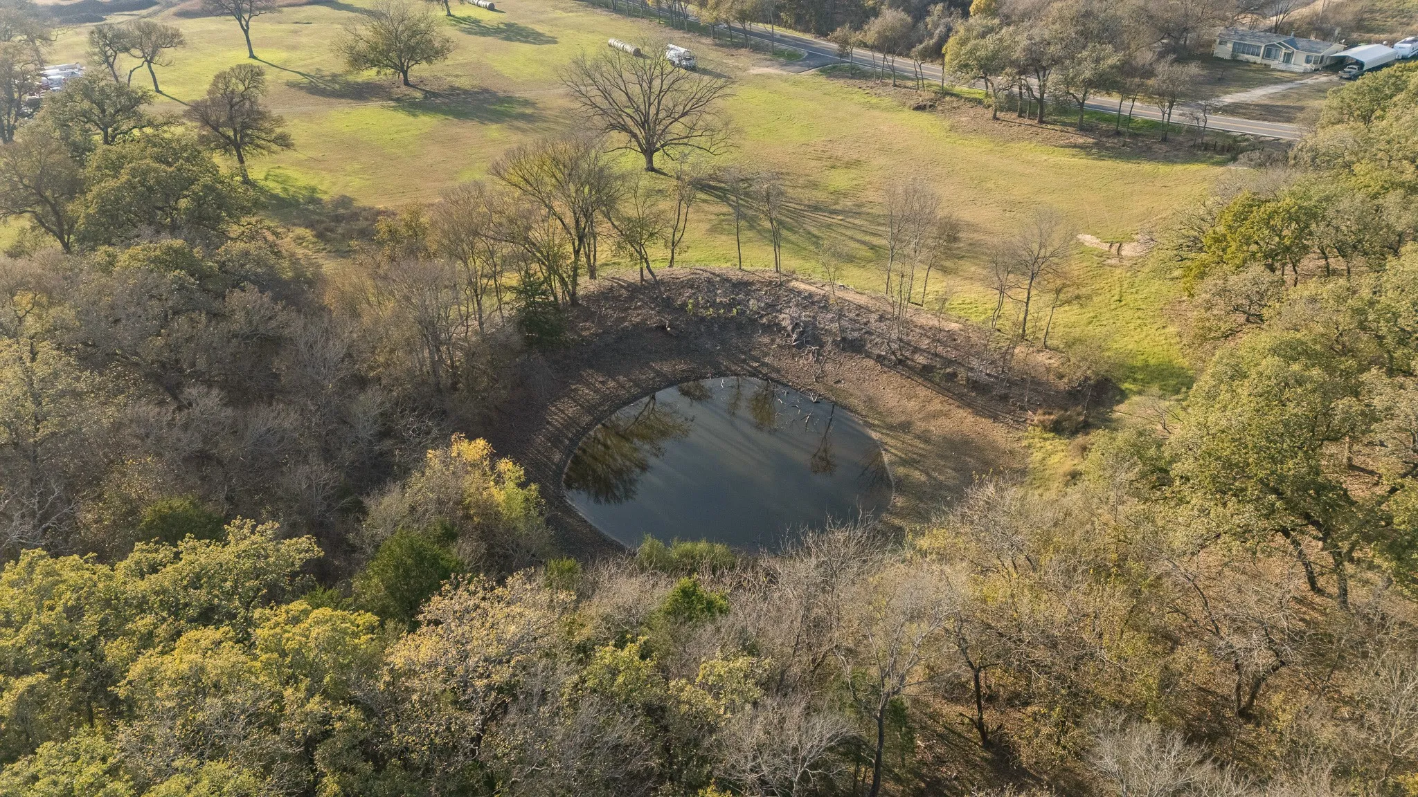 Aerial view of a large body of water