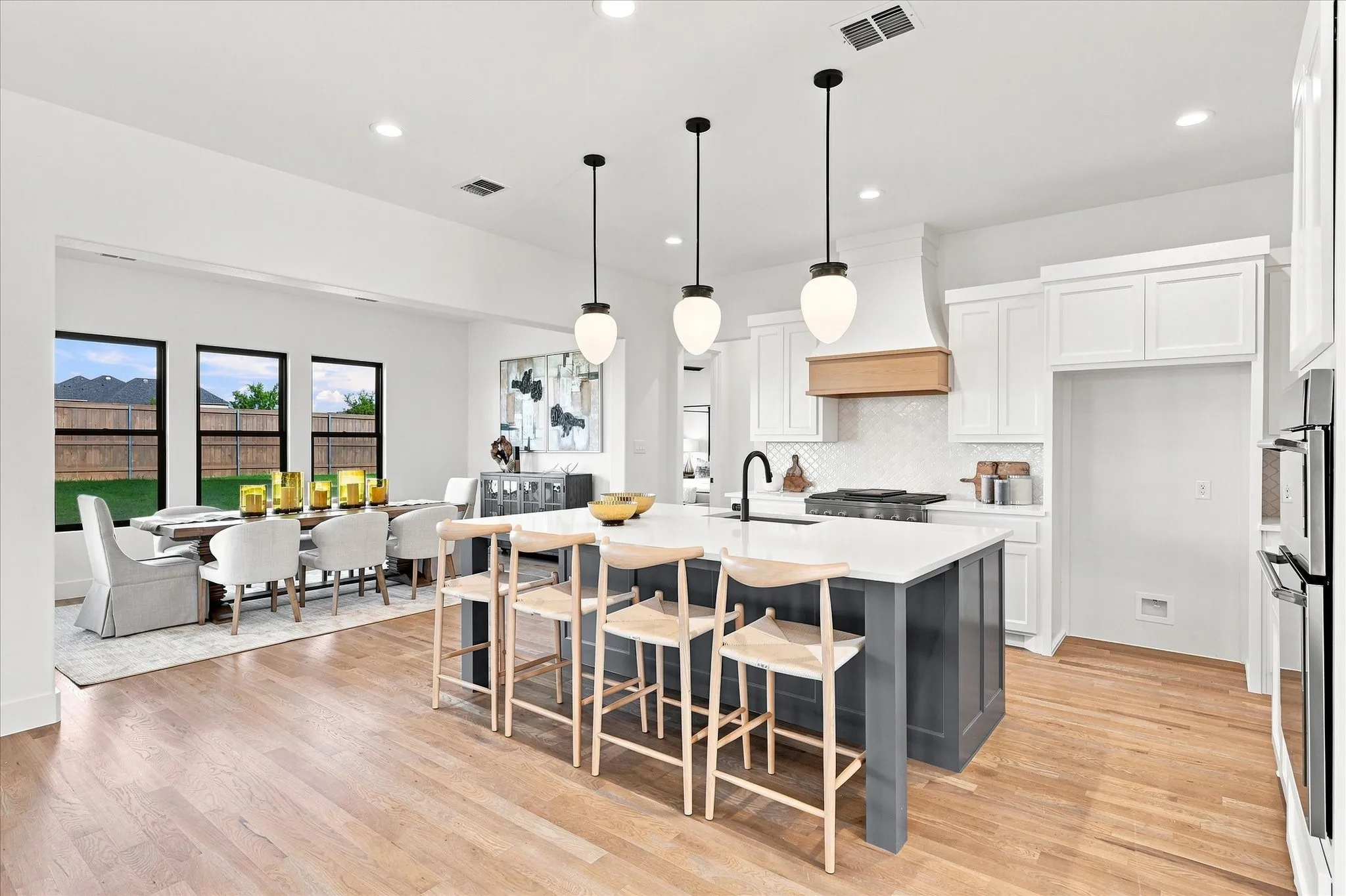 Kitchen cabinets are custom on-site finish.
