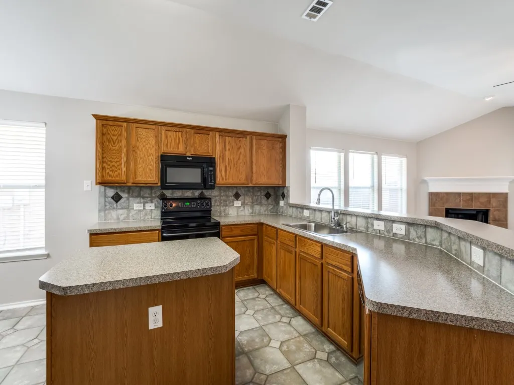 Center island in kitchen