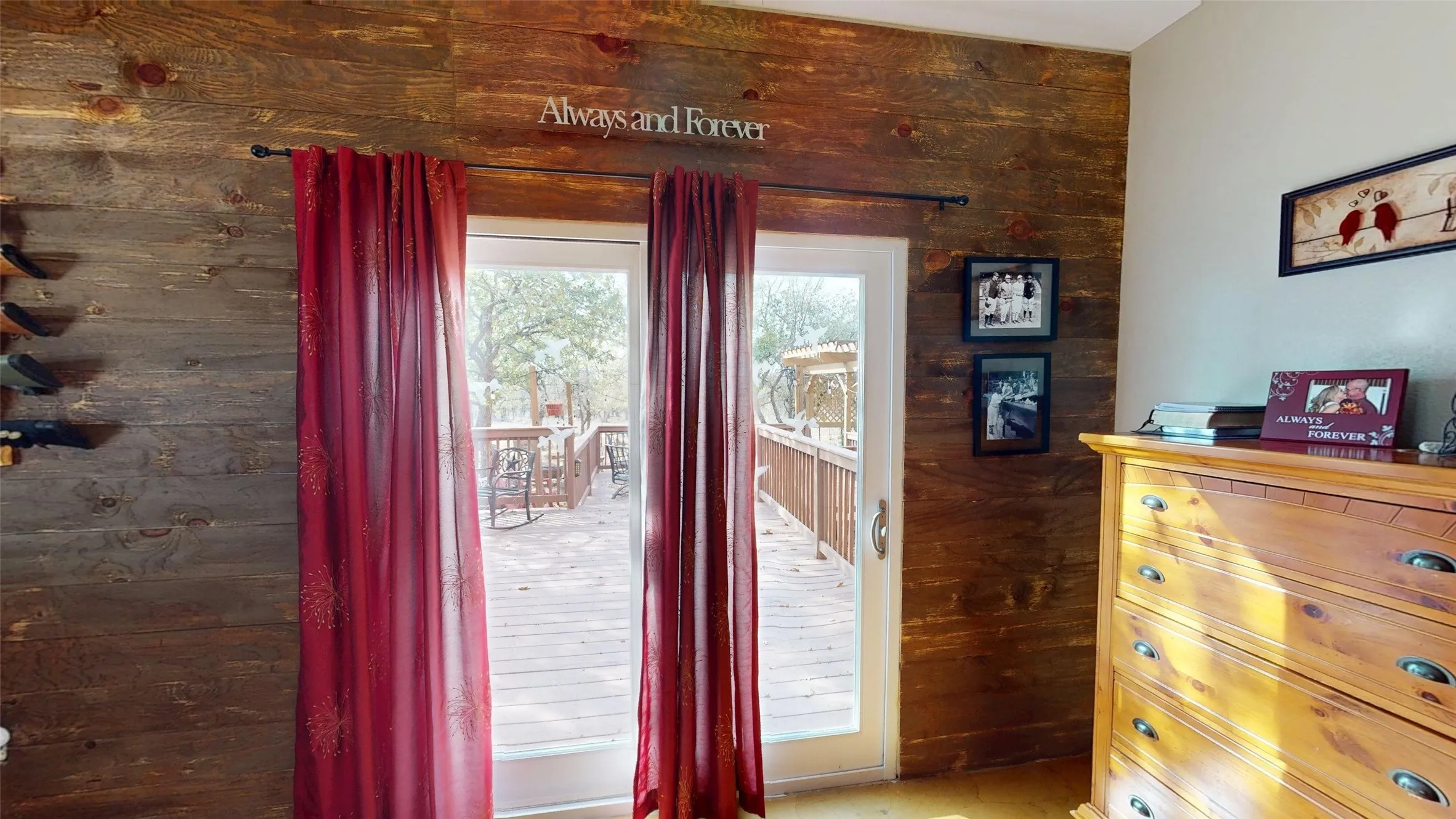 Doorway with wooden walls