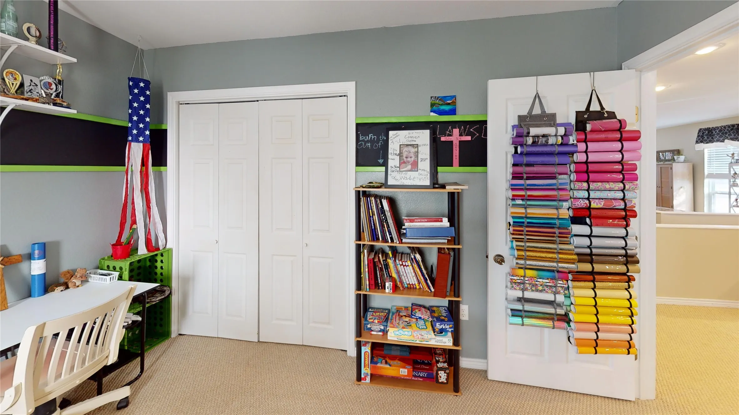 Recreation room featuring carpet floors