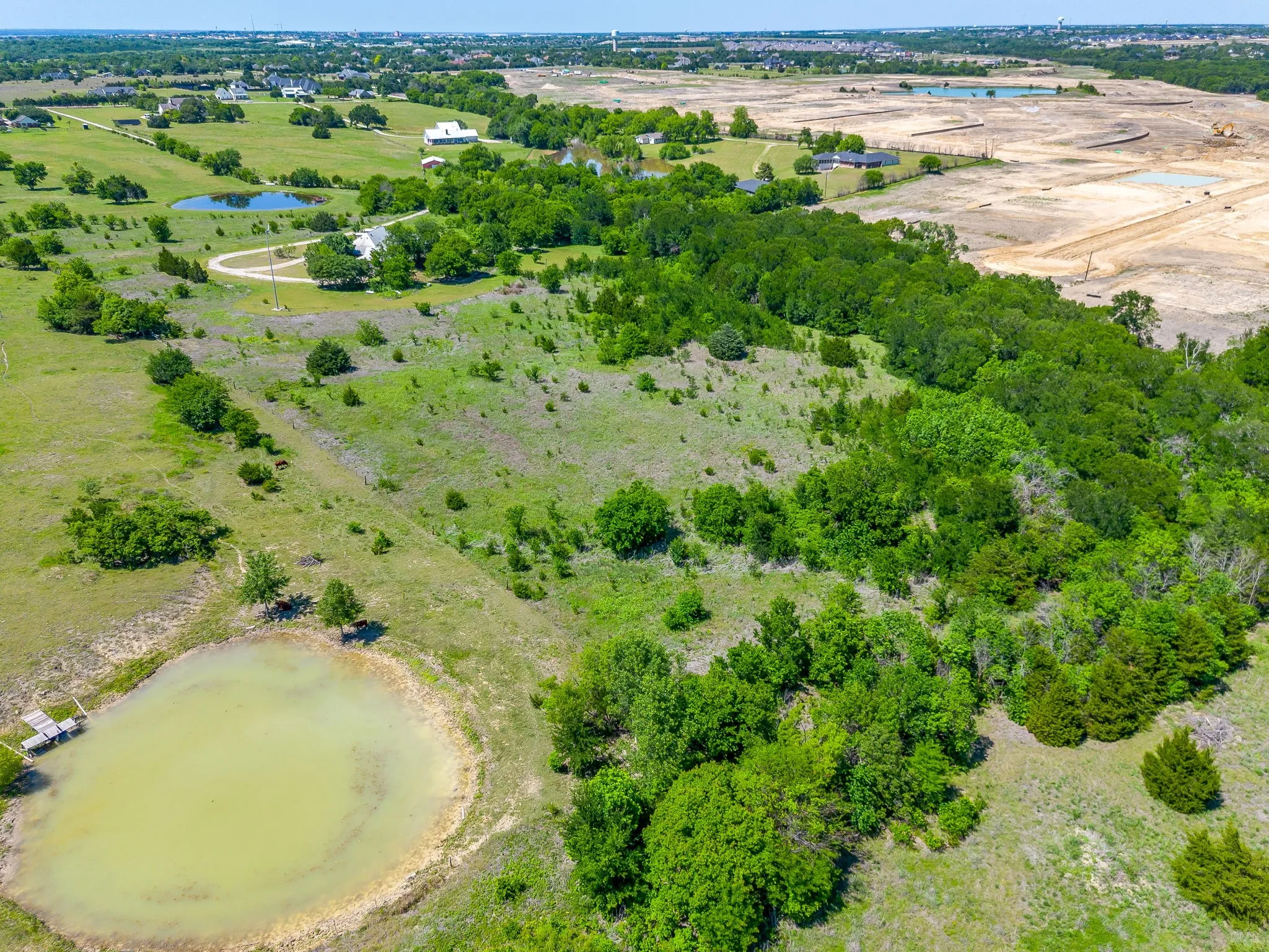 View of property from the southwest corner shows the small forest and grasslands that allow for Birds of Prey tax benefit